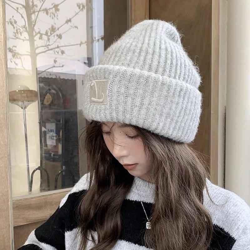 Hat Autumn and Winter Fashion Korean Version Knitted Hat Stacked Big Head Big Brim Wool Hat Versatile Face Small Warm Cold Hat