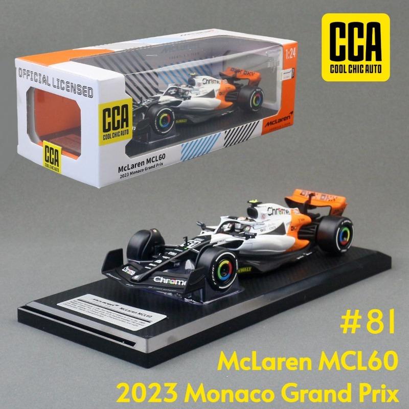 CCA Simulation 1:24 McLaren F1 Racing Car Model MCL60 Monaco Station 2023 Collection Diecast Miniature Voiture Man Boy Gift