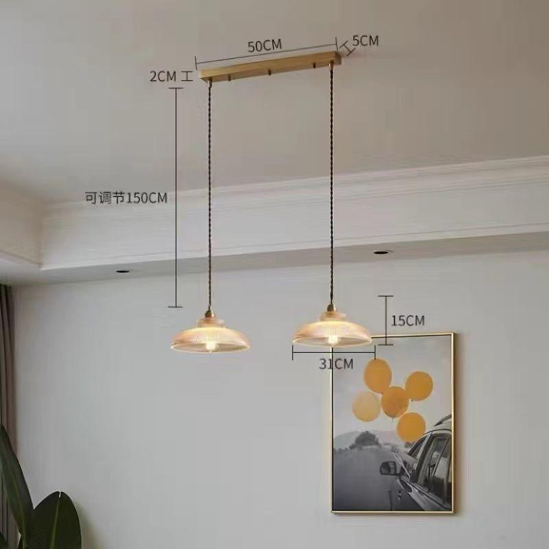 Japanese brass semicircular glass chandelier Nordic simple bed and bed bedroom hallway balcony bar dining room light