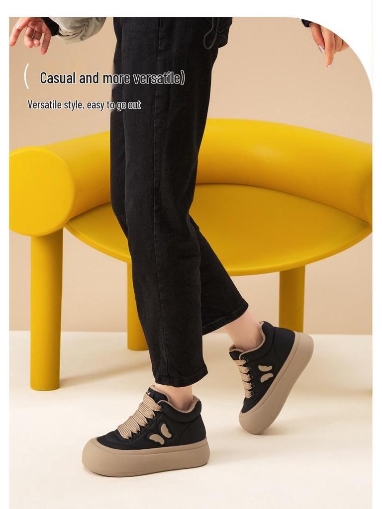 Women's 2025 Winter Plus Velvet High-Top Sneakers LF8706: Fashionable, Versatile, Thick-Soled Casual Shoes