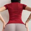 Fashion Solid Running Casual Yoga T-shirt Women Short Sleeve Sports Tight Yoga Tee Tops Summer Sexy Slim Fitness Yoga Women Clothing 24411