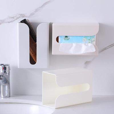 Wall-Mounted Adhesive Tissue Paper Towel Holder - Creative Multifunctional Plastic Box