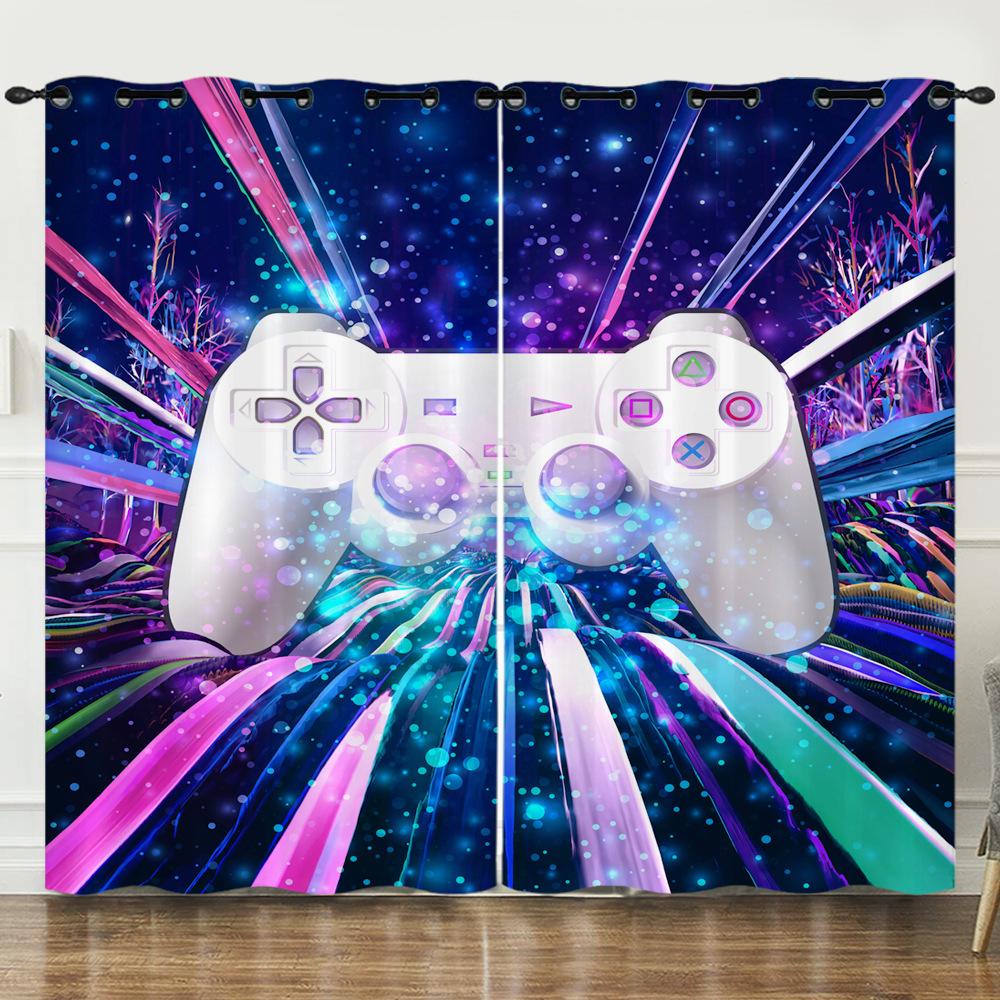 Curtain Gamepad 3D Digital Printing Blackout Curtain Punching