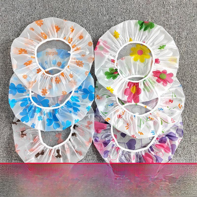 

Универсальная прозрачная шапочка для душа с мультяшным принтом — водонепроницаемая, с цветочным принтом, многоразовая, взрослого размера, однослойная.