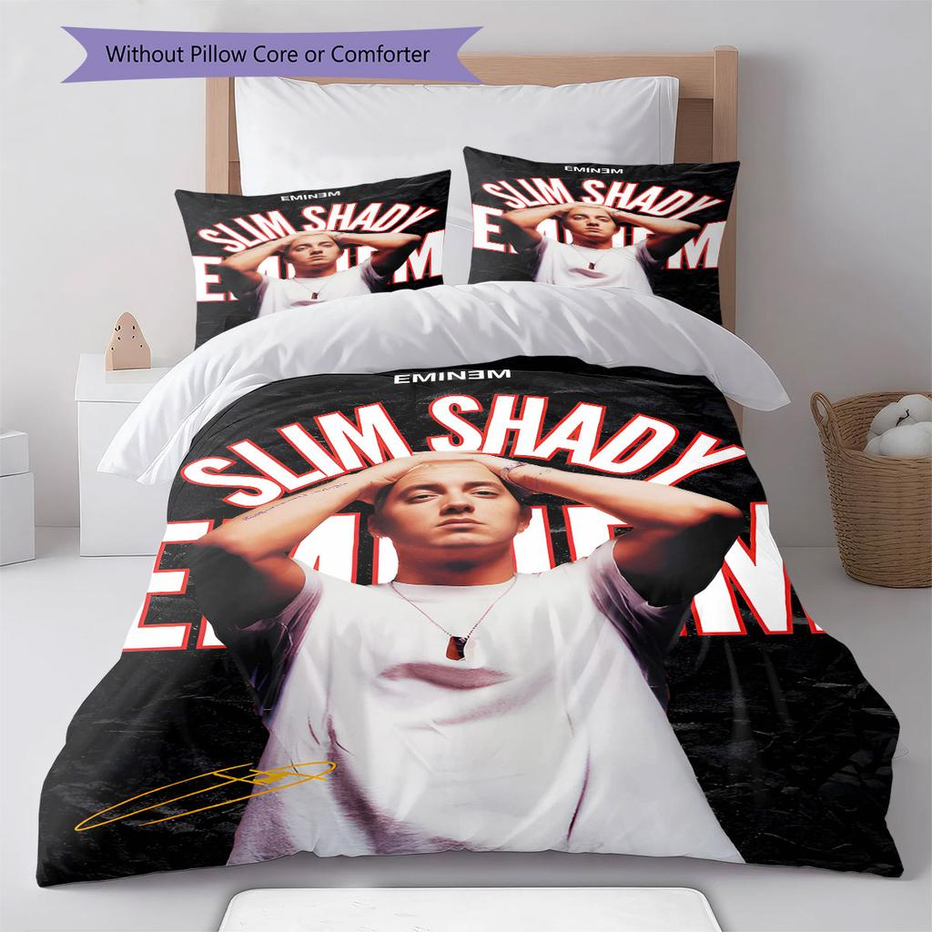 Eminem Pattern Bedding,Quilt Set Quilt Cover Pillowcase Home Birthday Gift(1 * Duvet Cover + 2 * Pillowcase, Without Core)