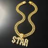 Diamond Letter Pendant Cuban Chain, Domineering Splicing Necklace, Men's Trendy Cool Hip-hop Hip-hop Accessories