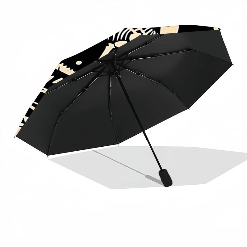 1pc Dinosaur Skeleton Tapestry Automatic Folding Practical Umbrella - 3 Folding Design, Vivid Cartoon Pattern, Suitable for Outdoor Activities, A Gift