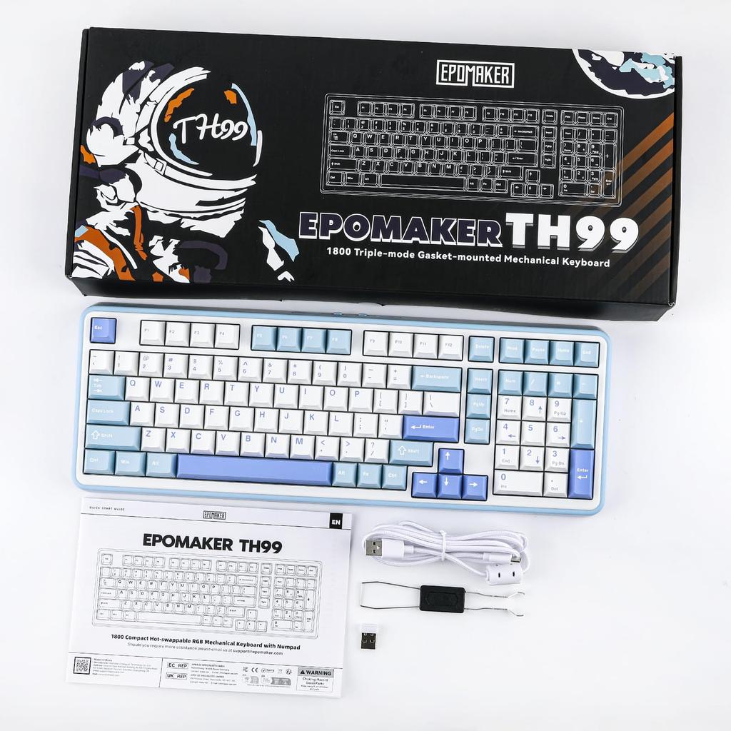 EPOMAKER TH99 Tri-mode Wireless Mechanical Keyboard Hot Swap Custom Keyboard RGB Gaming Keyboard with Numeric Keypad Gasket Creamy Keyboard for