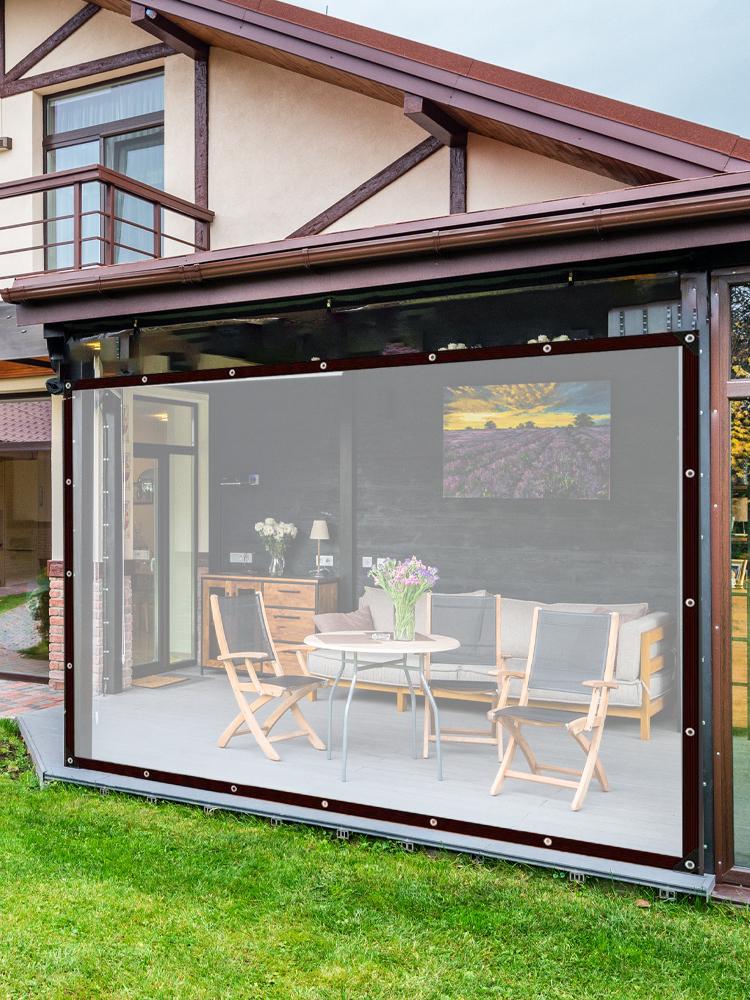 Wasserdichte Klarsichtplane mit Ösen, strapazierfähige Kunststoff-Abdeckung für den Außenbereich, Garten, Regenschutz für Terrassenüberdachung