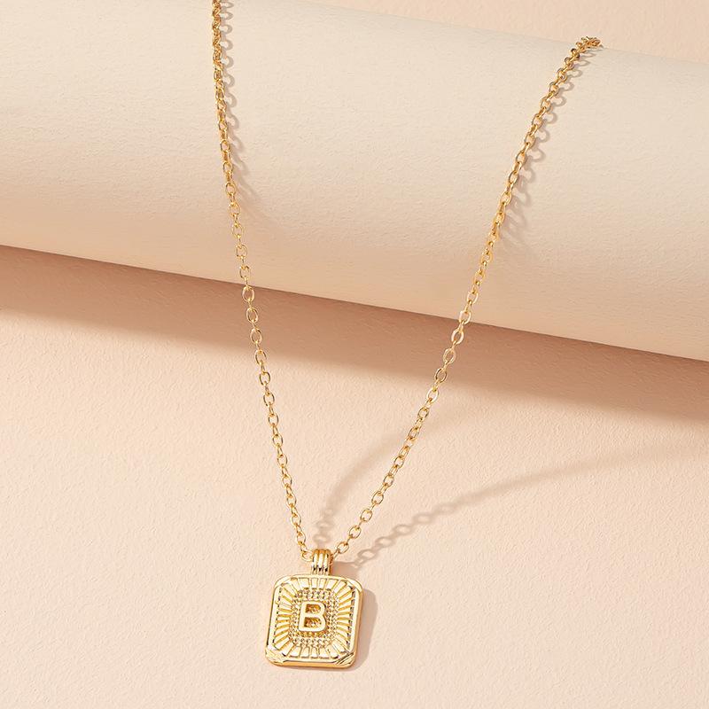 Square Brand 26 English Letter Necklace Hip-hop Necklace Ins Style Female European and American Design Sense Clavicle Chain