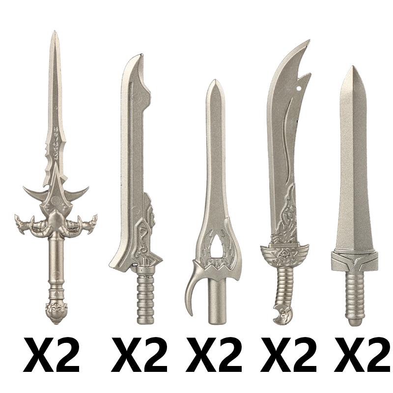 MOC Medieval Castle Knight Figures Waffen Accessories Flame Helmet Shoulder Armor Sword Toy
