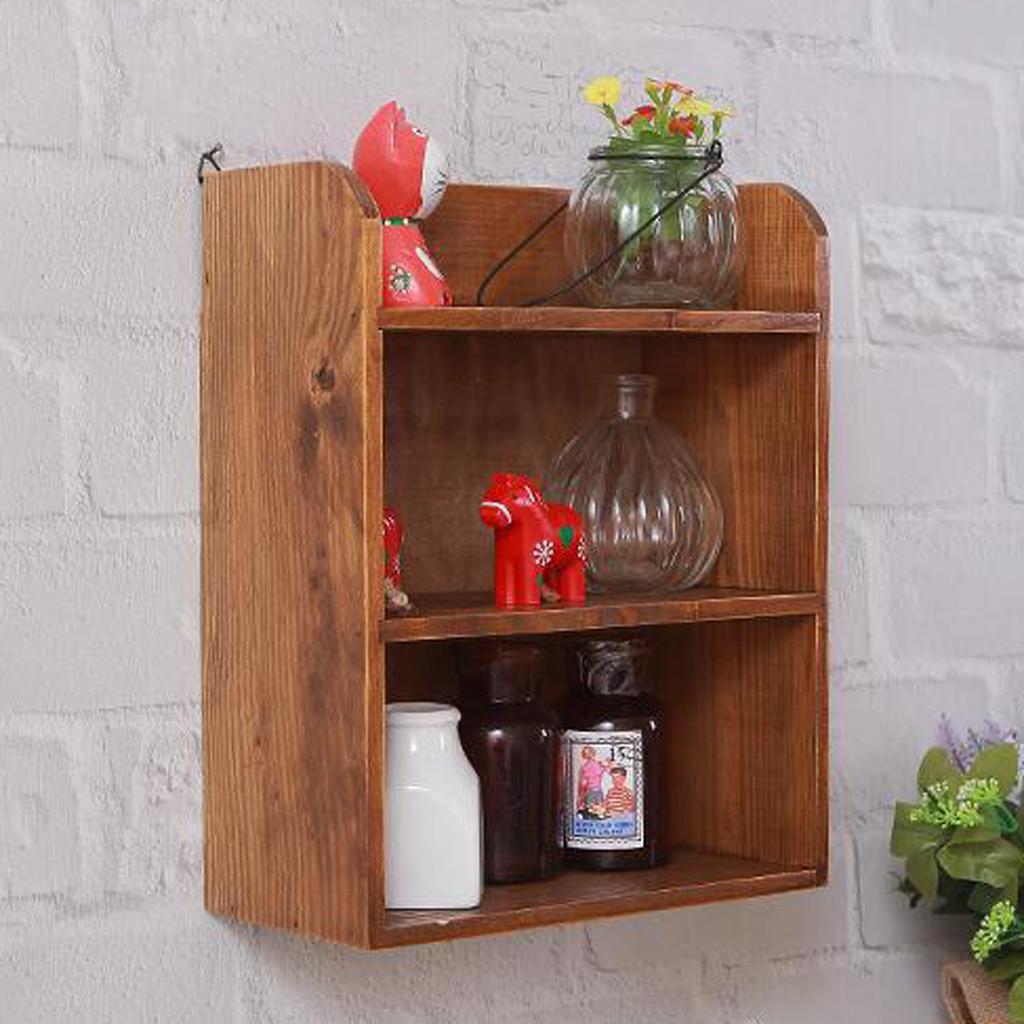 Wandmontierte Holz-Aufbewahrungsbox Regal Mehrzweck-Organizer Bücherregal für Schreibtisch und Wohnzimmer