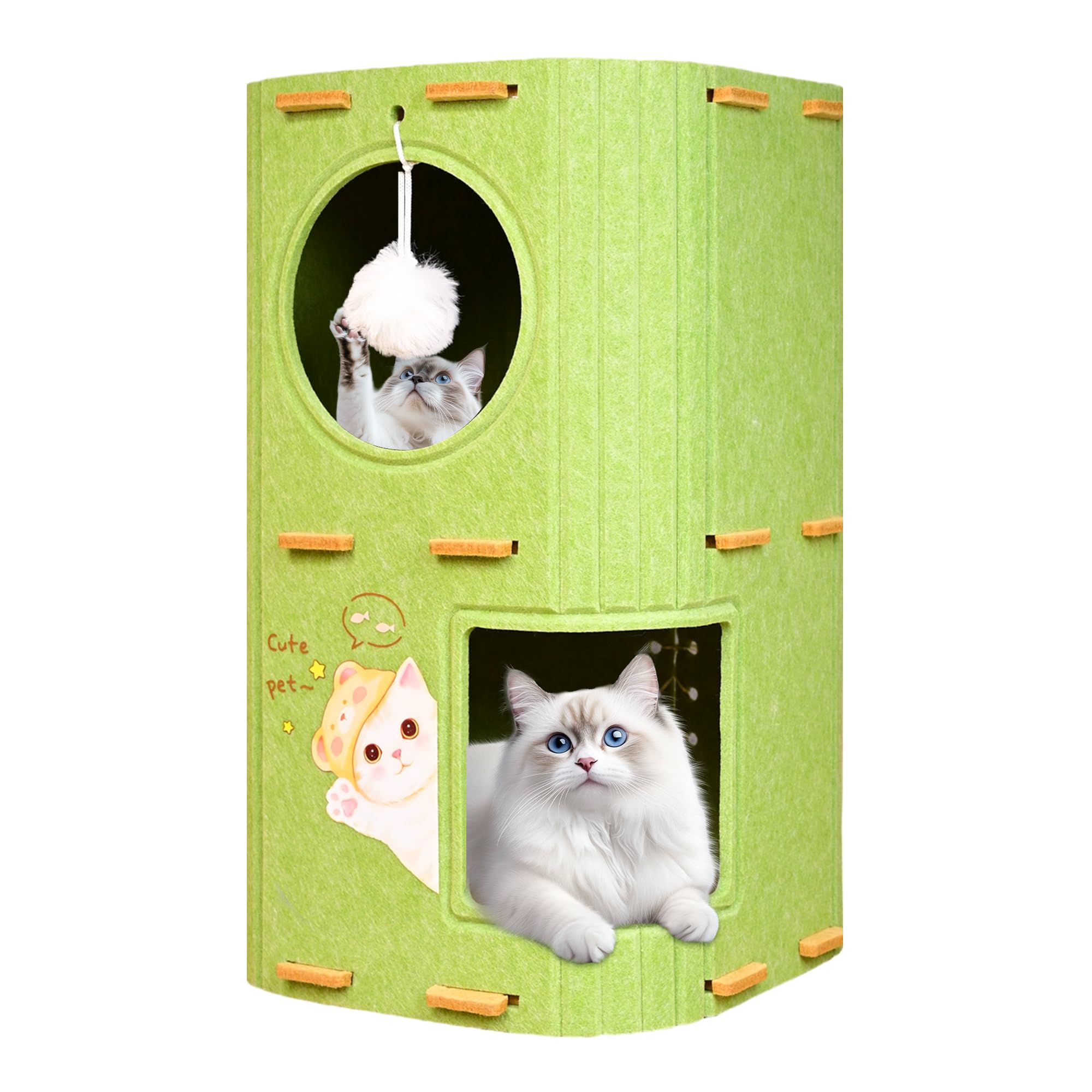 

3 из Ни Многофункциональный Кот Кот Питомец Войлок Кот с Игрой для Кошек Развлечение для Кошек Царапание Когтями Стильный Кот Стресс Идеально для Дома Разного Размера, Дом,