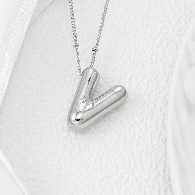 Smooth Chunky Bubble Initial letter Pendant Necklace Women Personality Jewelry Gold Balloon 26 Letter Necklaces