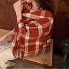 Red Plaid Imitation Cashmere Scarf Women's Fashion Autumn and Winter Warm Scarf Fringed Scarf Lightweight Autumn/Winter Blanket Wrap for Casual Outing