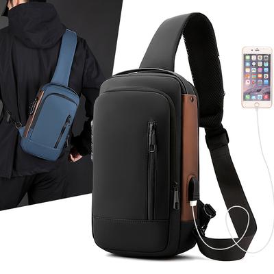 Nouveau sac antivol pour locomotive, sac de poitrine, sacoche décontractée pour homme, sac de poitrine extérieur avec chargement USB, grande capacité et léger