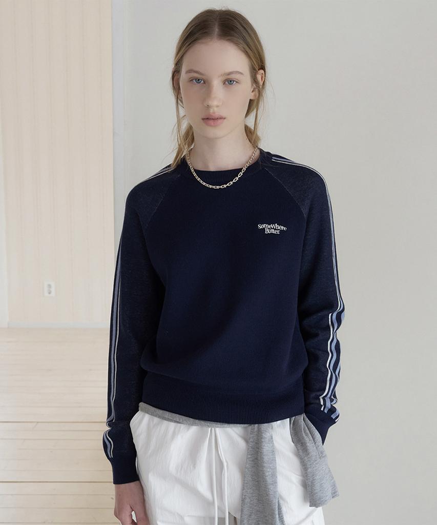 Sseomweeobeoteo Rokie Small Logo Knit - Navy