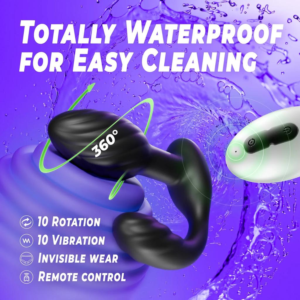Rotating Anal Plug Vibrator with Remote Control for Men Women Prostate Massage Adult Sex Toys