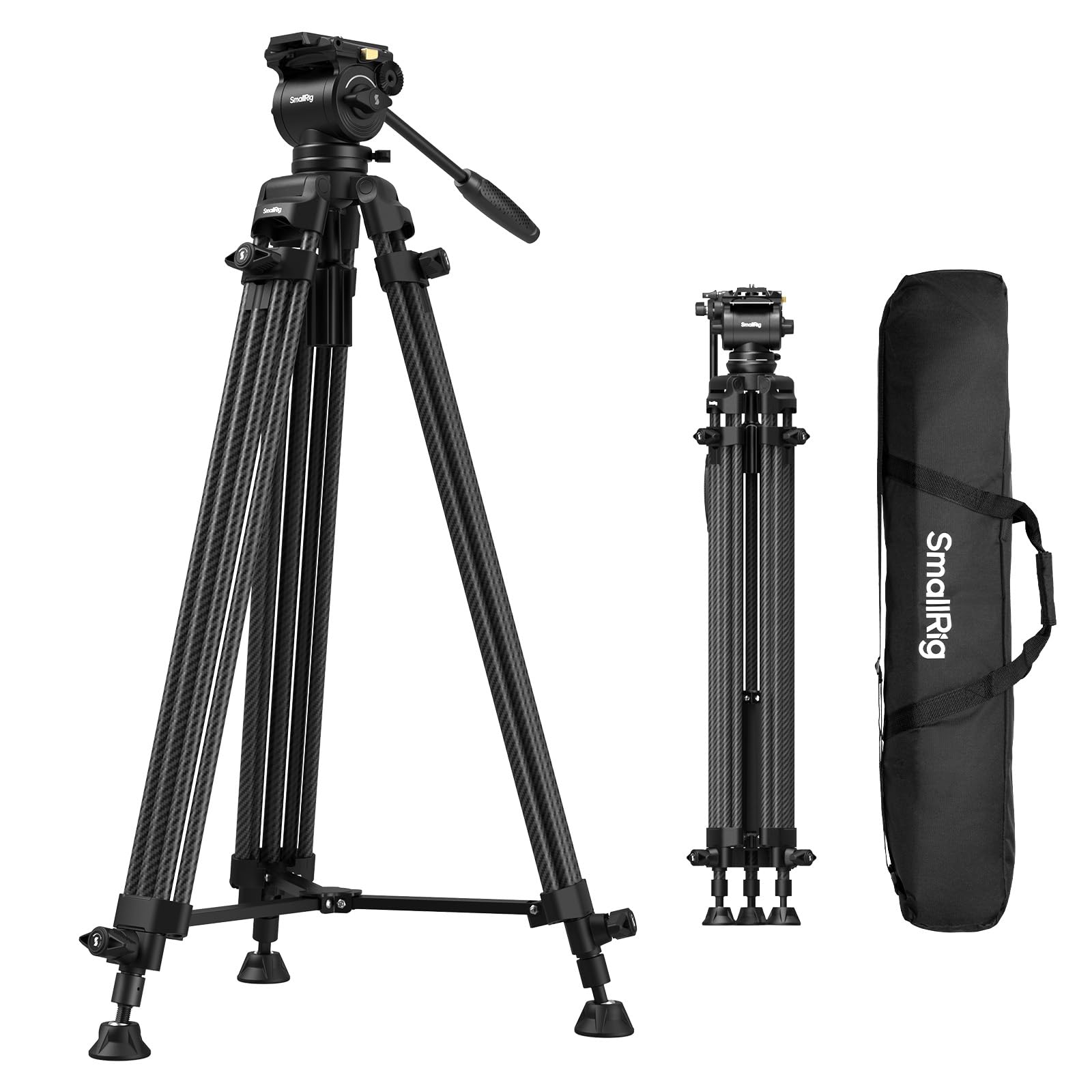 

SmallRig AD14 Carbon Fiber Video Max Fluid Head with to Tilt Compact Travel Folded Product 5441 Heavy-Duty Tripod, 185cm, 22.5lbs (10kg) Load, +85°