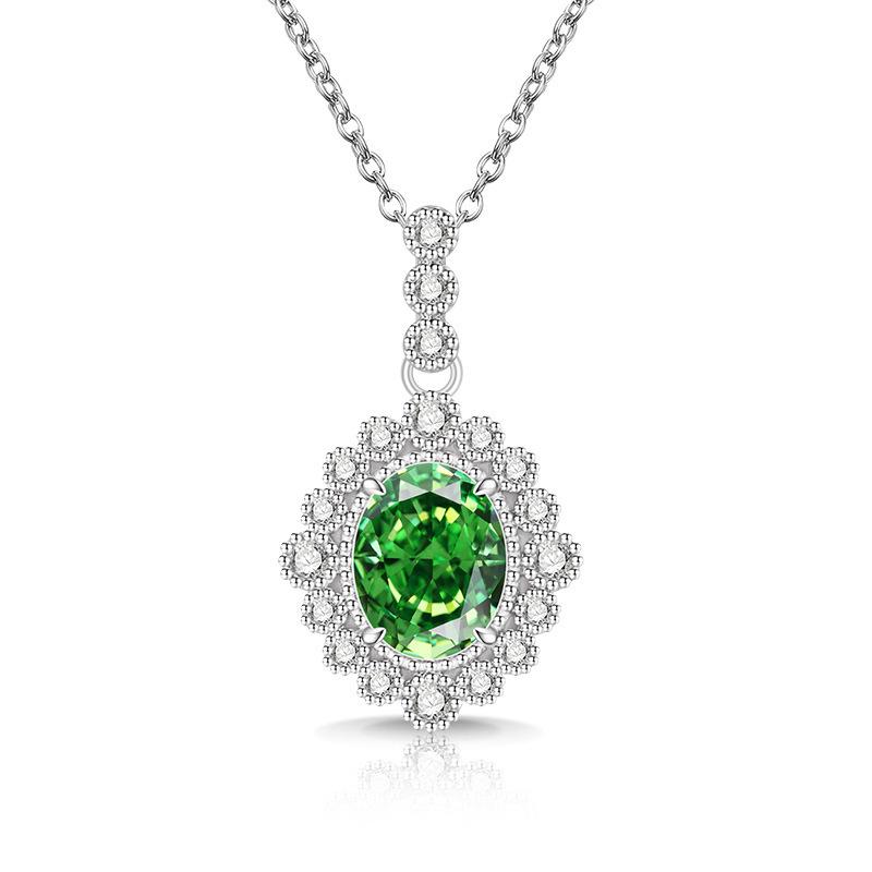 2026 Color Treasure High Carbon Diamond Ice Flower Cut Pigeon Egg Necklace Plated Real Gold Egg Shaped Pendant