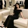 High-end Exquisite Long Dress Spring and Summer Royal Sister Style Spice Girl Sexy One-word Shoulder Slim Fit Hip Wrap Fishtail Dress
