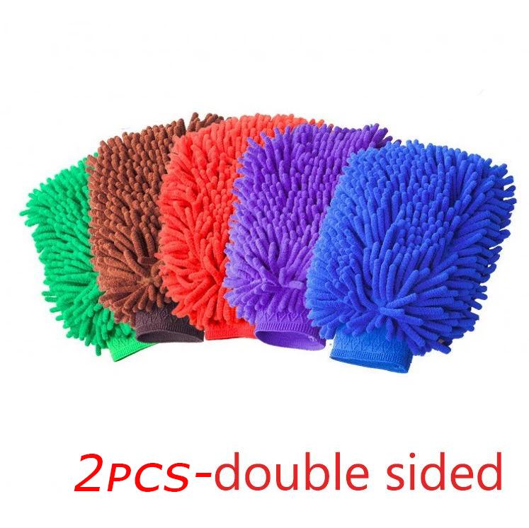 Double-sided Car Care Cleaning Gloves Chenille Towel Mitt Microfiber Car Washing Tools Gloves Detailing Brushes Soft Rags Cloth