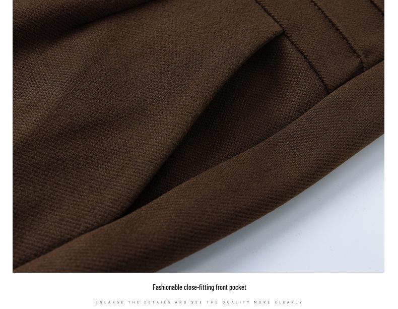 Women's High-Waist Brown Wool Midi Skirt with Slit - Autumn/Winter 2025 Collection