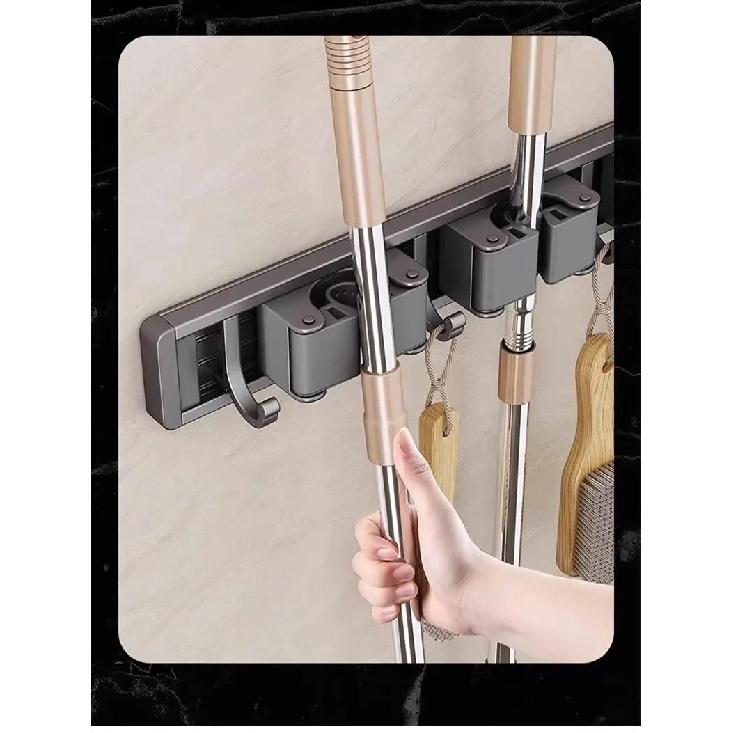 Mop and Broom Organizer Mop Holder Rack Mop Holder Wall Mounted Strong Broom Mop Holder Self With 5 Hooks Organizers Hang Broom Cup Holders 5