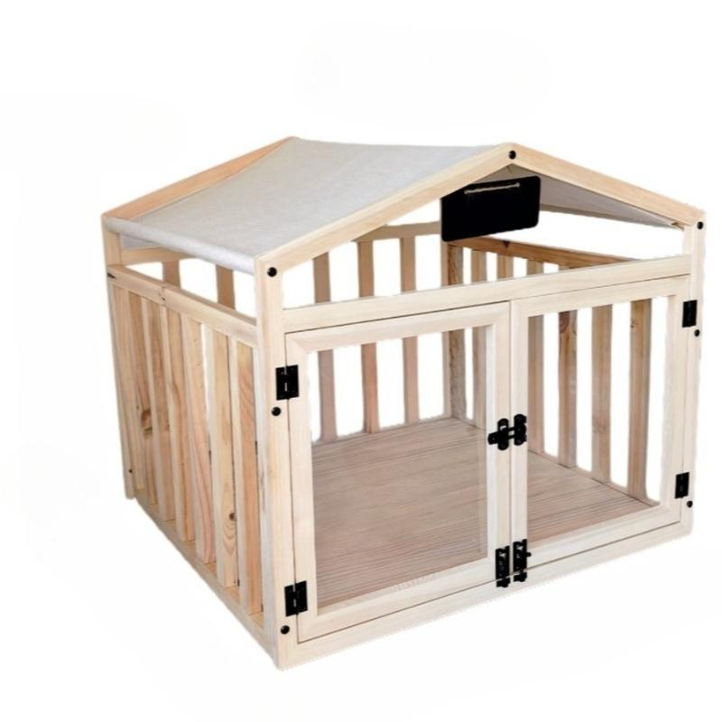 Wooden Transparent Pet House with Double Doors Indoor Dog Cat Crate Fence Stable Safe Houses for Small To Medium Cats Dogs