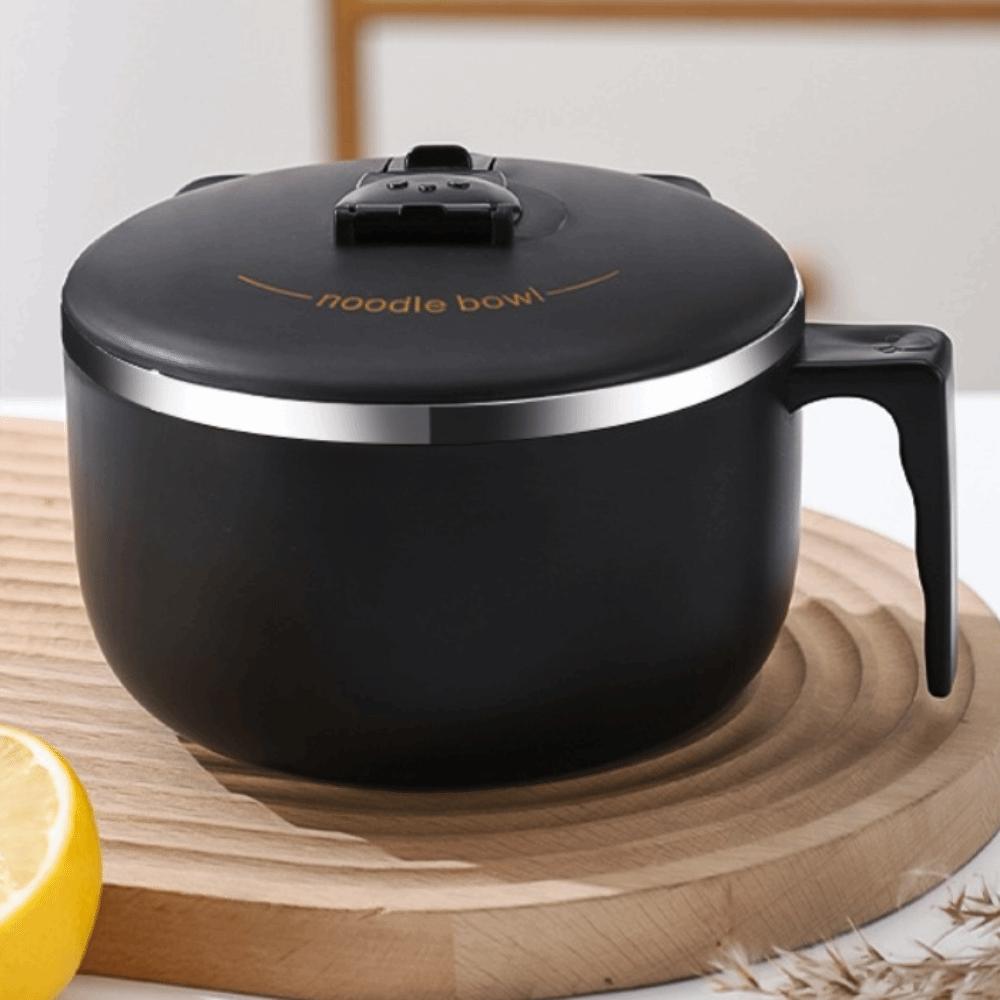 1300 ML Ramen Bowl 304 Stainless Steel Lunch Box Portable Food Serving Bowl  Student 1300ML чёрный