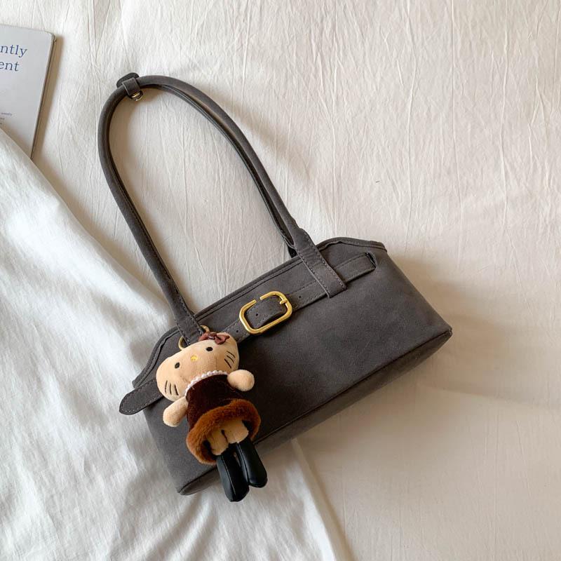 Women's Luxury Suede Shoulder Bag - Retro Matte Design, French-Inspired Baguette for Autumn/Winter