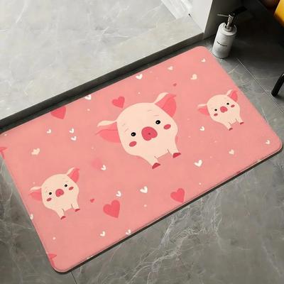 Covoraș de podea cu porc de desene animate Covorașe drăguțe Căldură moale de iarnă Covoraș de podea Îngroșat Antiderapant pentru camera de zi Covoraș de intrare pentru casă