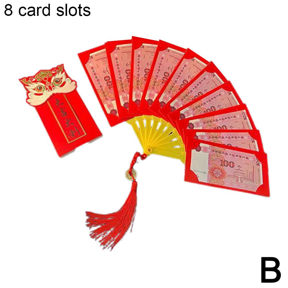 2025 Year of the Dragon New Year Fan Shape Red Envelopes Folding Red Envelope Best Wish Lucky Money Pockets Gifts