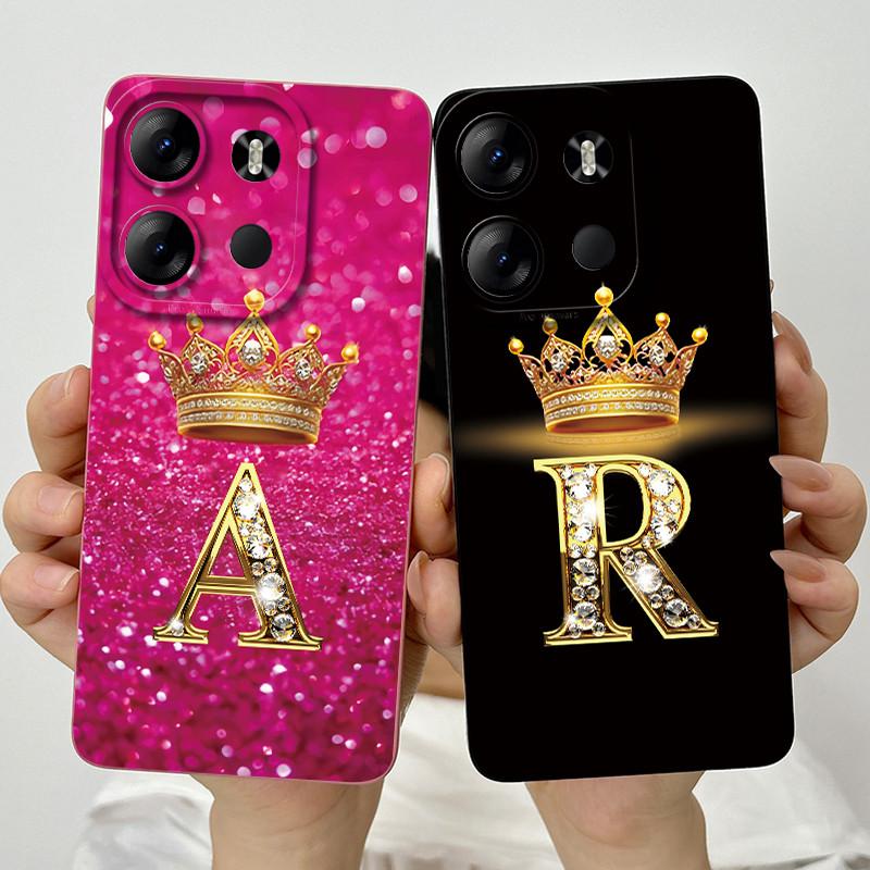 For Tecno Pop 7 Pro Pop7 BF6 BF7 Phone Case Crown Letter Back Cover Soft Liquid Silicone Fundas For Tecno Spark GO 2023 Bumper