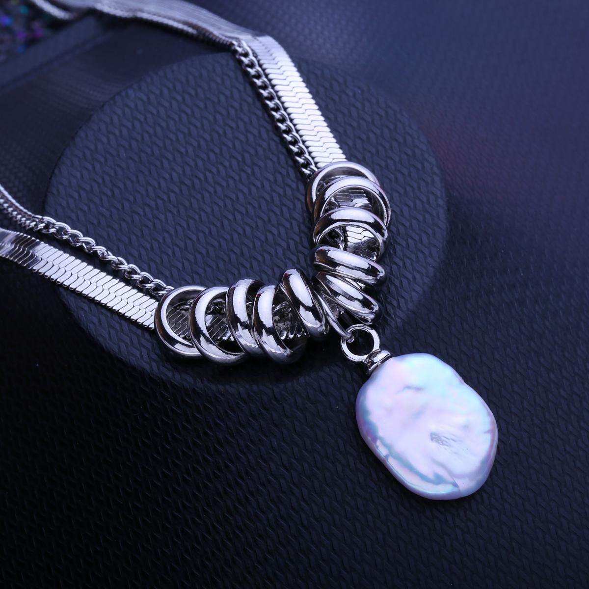 

LSOOYH натуральный пресноводный 12-16 мм большой барочный жемчуг титановая сталь ожерелья классический кулон вечеринка подарки для женщин белый