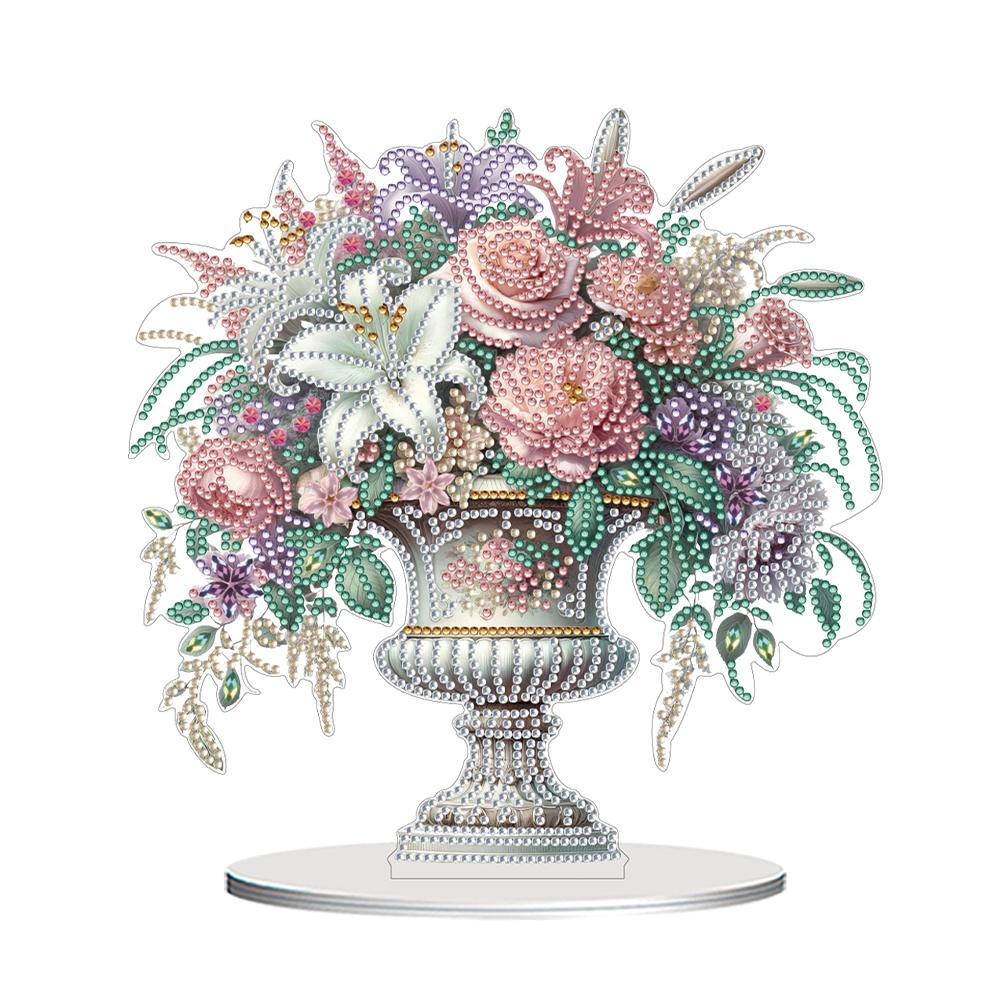 2D Flat Vase DIY Desktop Diamond Art Kits Special Shape Diamond Diamond Painting Desktop Ornaments Kit Bedroom Table Decoration