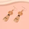 European and American New Long Hollow Flower Geometric Champagne Bottle Alloy Colored Diamond Earrings Fashion Pearl Earrings