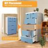 6-Drawer Modular Storage Cabinet – PP Plastic Dresser with Wheels & Locks – White/Blue – 50 x 35 x 102 cm