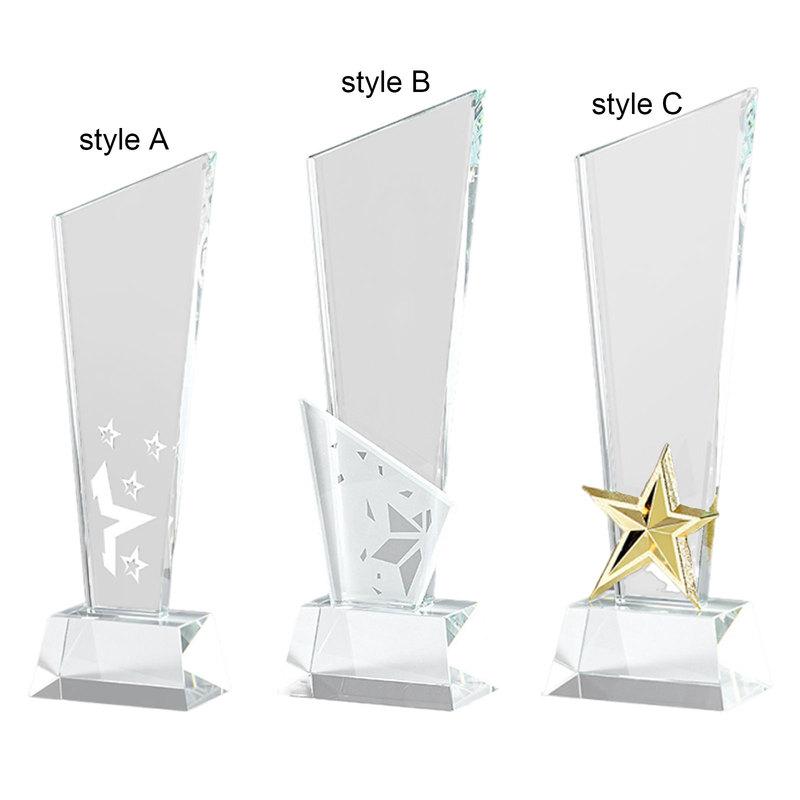 Customized Glass Award Trophy Commemorative Honor Sandblasting Carving for Office Home Decor Annual Ceremony Corporate Events