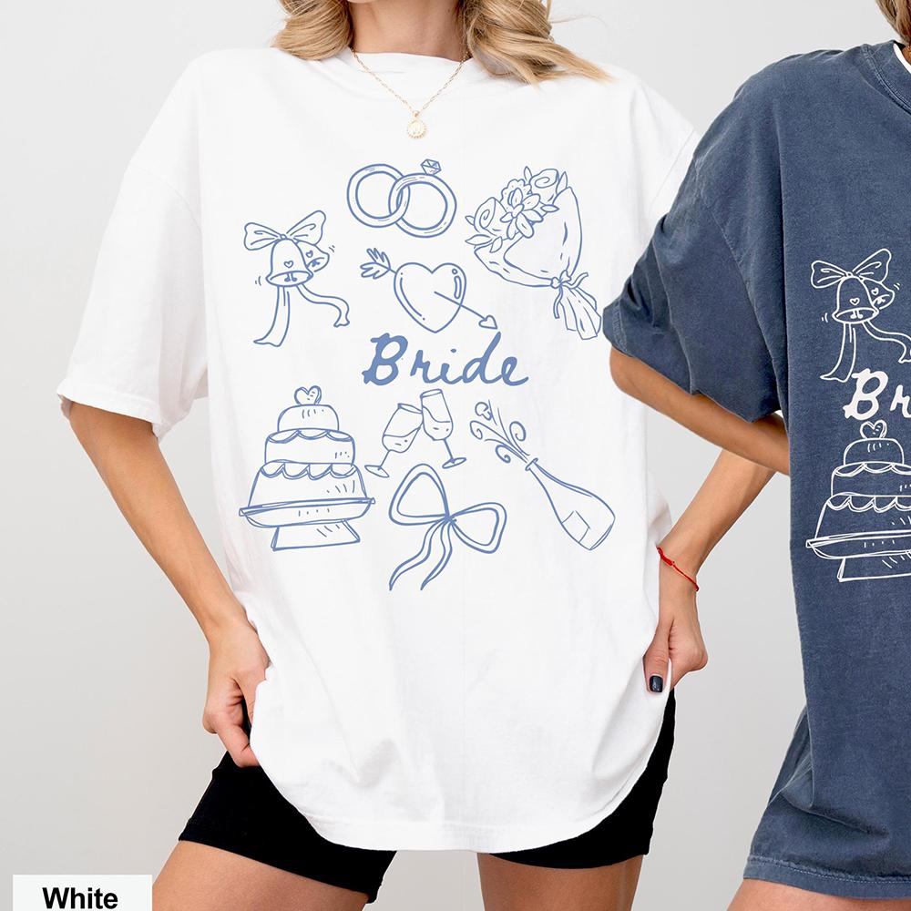 Bride Bridesmaid Shirt Custom Wedding Day Getting Ready Comfort Shirts Group Matching Tee Cotton Y2K Top Daily Trendy Streetwear
