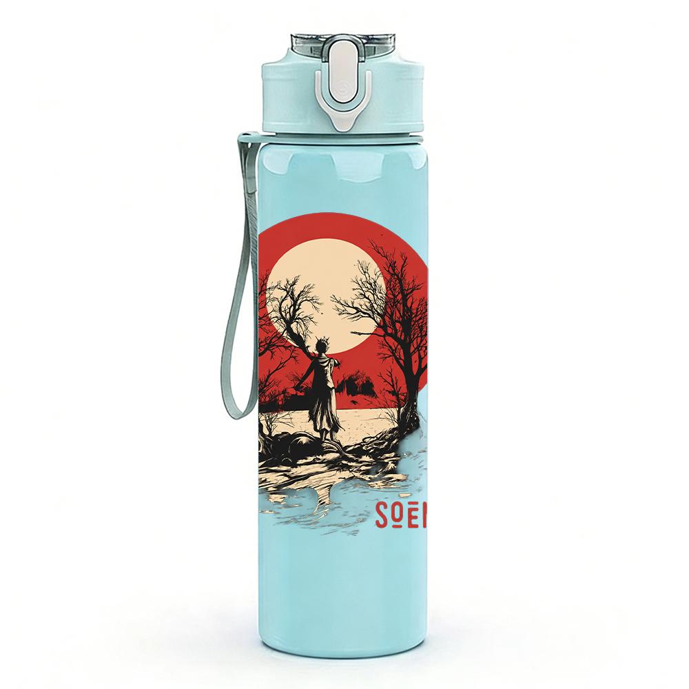 1PC Red Skull Circular Horror Grunge Print 750ml Portable Sports Water Bottle Leakproof Gym Outdoor Travel Drink Cup