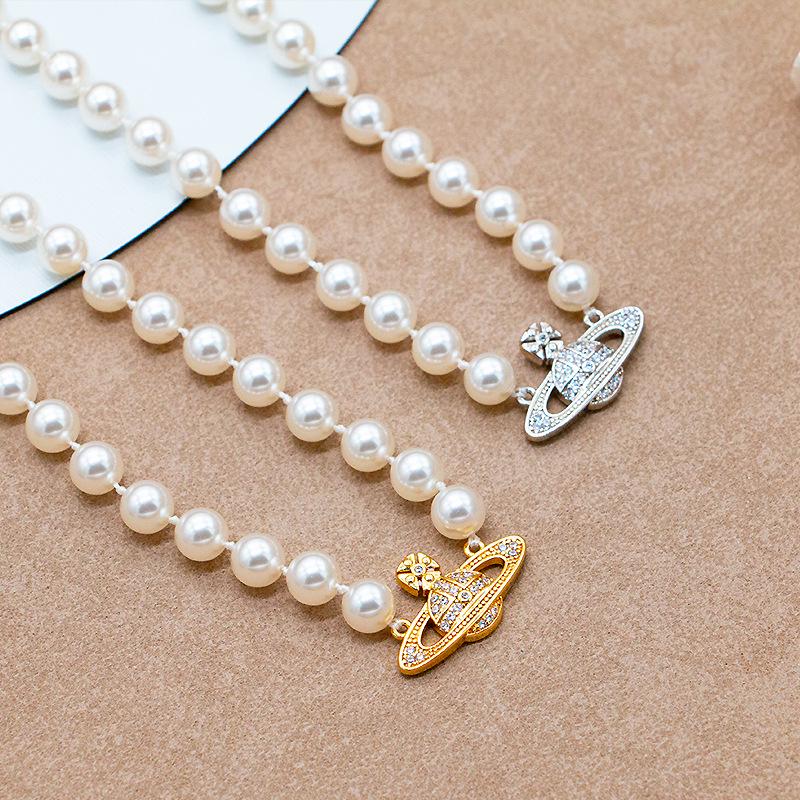 Cixi Saturn Pearl Necklace: Elegant European & American Style, Versatile Clavicle Chain, High-End Pearl Jewelry