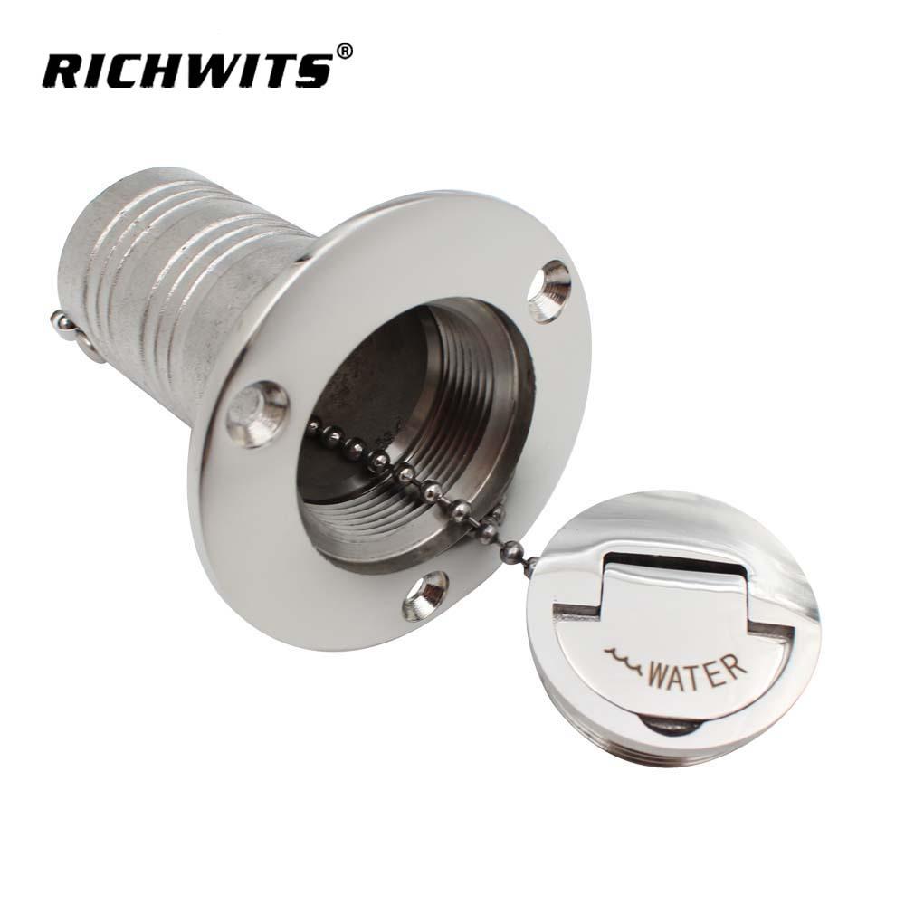 RICHWITS Stainless Steel Flip-Up Fuel & Water Inlet Cap for Yacht & RV Tanks