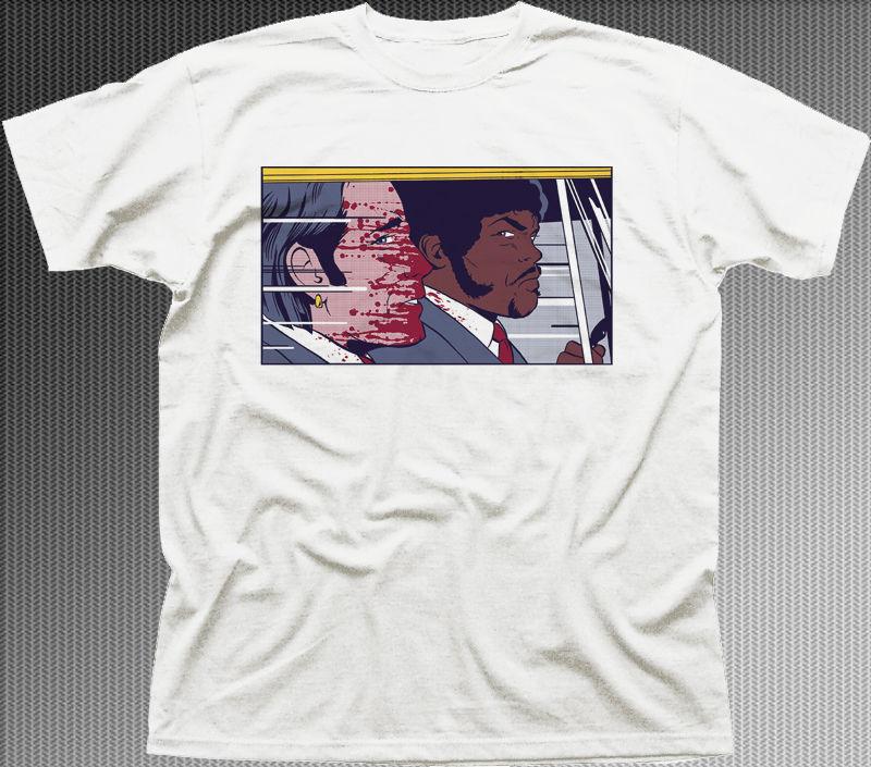 PULP FICTION POP TRAVOLTA SAMUEL L JACKSON white t-shirt 9892 S разноцветный