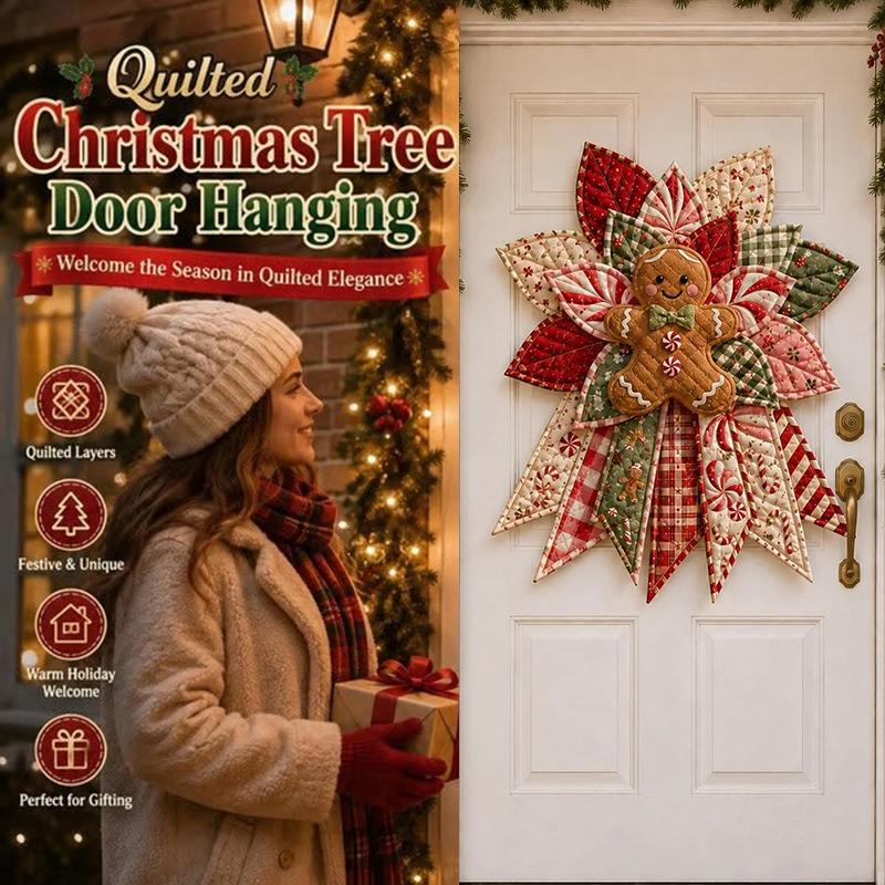 DIY Nähset Weihnachts-Türhänger-Kranz Gesteppter Stoff Lebkuchen Weihnachtsstern Baum Feiertagsbasteln Heimdeko Geschenk