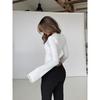 Women's White Square Neck Lace Trim Flare Sleeve Slim Fit Long Sleeve Top