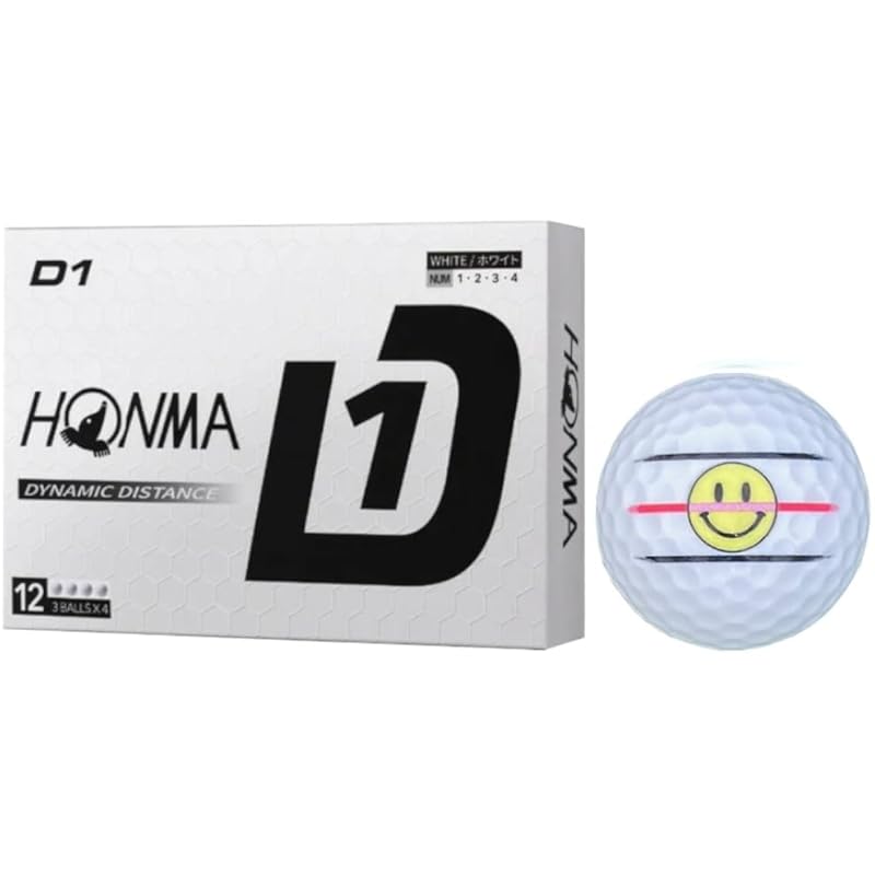 

[Hapiraki_Golf Line] golf ball Honma golf Honma D1 2024 With line (1 dozen white_Nico-chan)