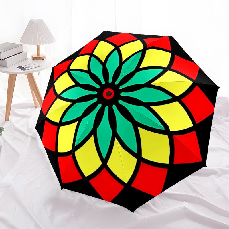 1PC Colorful Mandala Pattern Personality Umbrella with 8 Frames, Automatic Open, Durable Frame, Quality Craftsmanship yy250912073