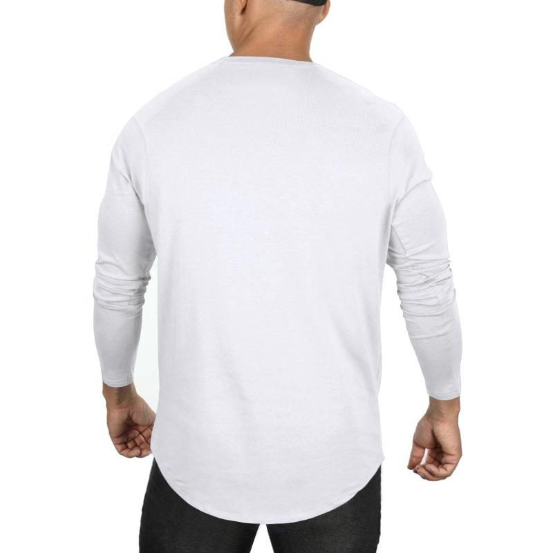 Autumn Winter Tops Fashion Men's T-shirt Long Sleeved Casual Round Neck Solid Color Top Base T-shirt