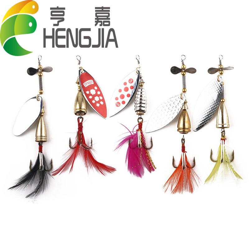 5-Piece Metal Spinner Lure Set Freshwater Saltwater Fishing Rotating Flashing Blades Tackle Accessories